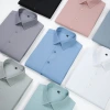 【 8 Colors of Mulberry Silk 】 New high-end mulberry silk white shirt for men, elastic and non-ironing casual business men's shirt details Picture